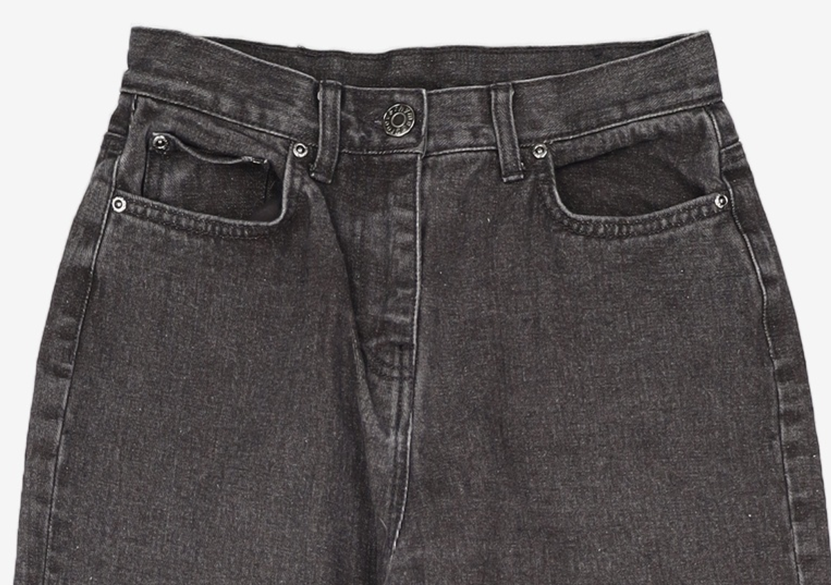 그루브라임(GROOVE RHYME) (W) DENIM WIDE PANTS (BLACK) [LRSFDDW718M] M