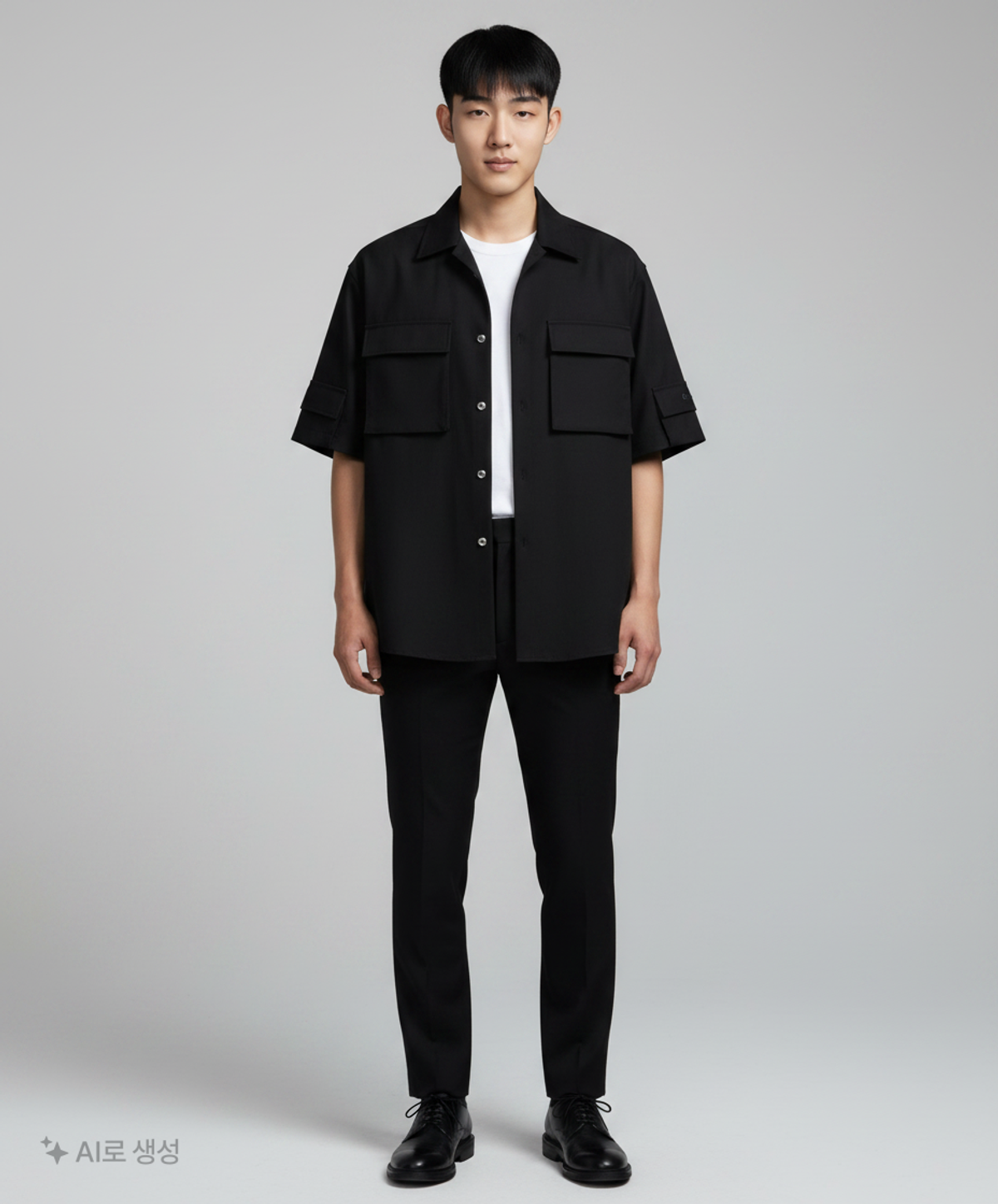 032씨(032C) (U) 테일러드 플랩 포켓 셔츠 블랙 TAILORED FLAP POCKET SHIRT BLACK XL