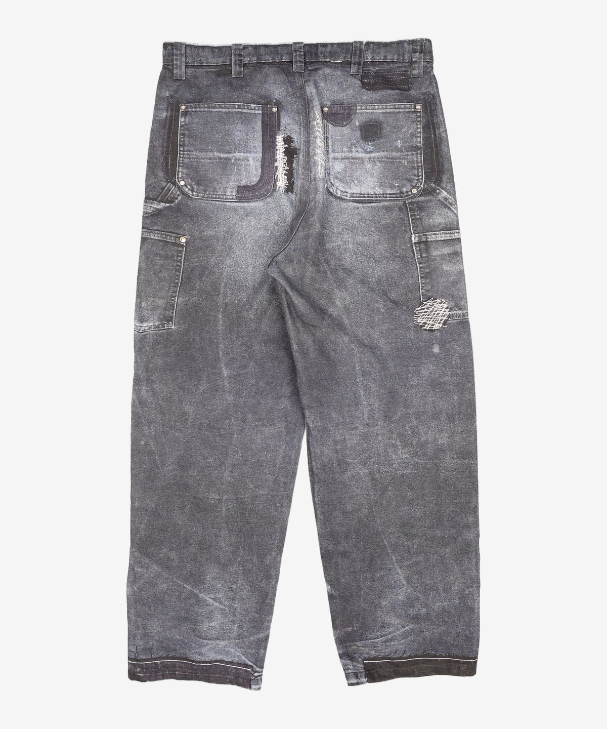 노매뉴얼(NOMANUAL) PRINTED DOUBLE KNEE PANTS - BLACK XL