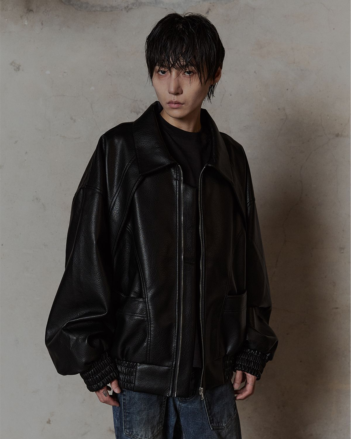 덤(THUMB) Contour Vegan Leather Blouson