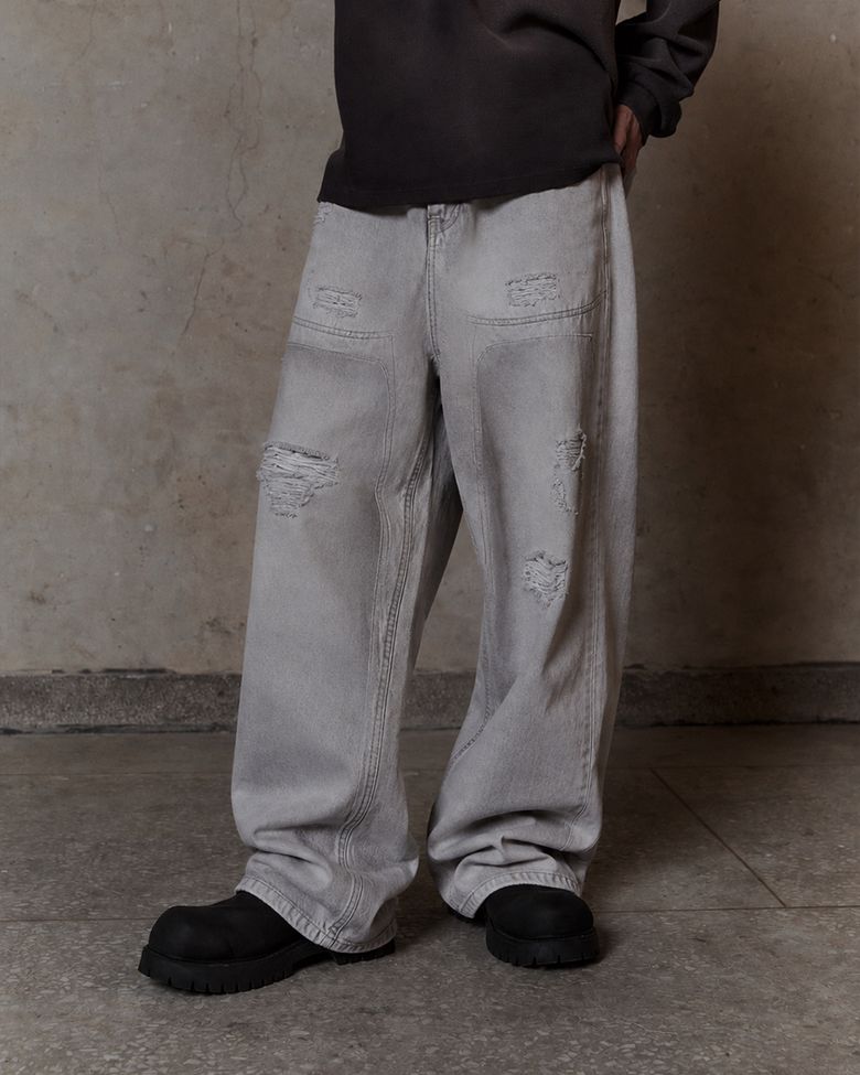Dust Damage Wide White jean