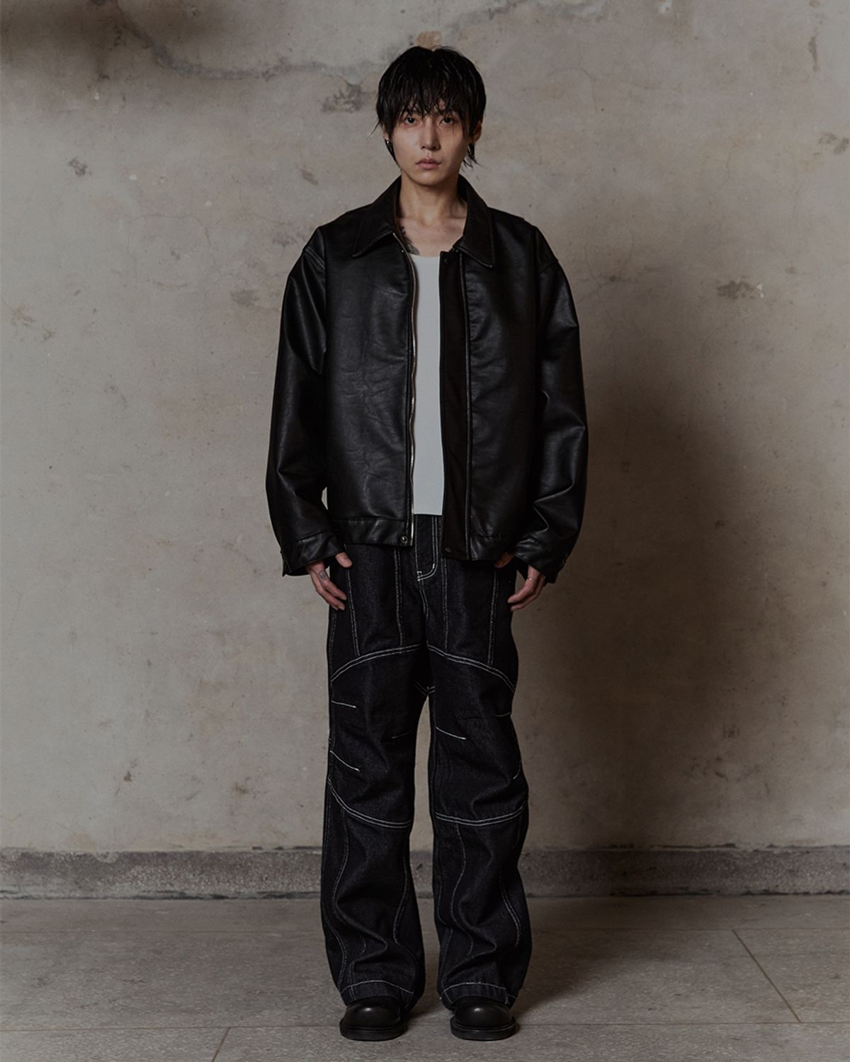 덤(THUMB) Contrast Panel Wide Denim