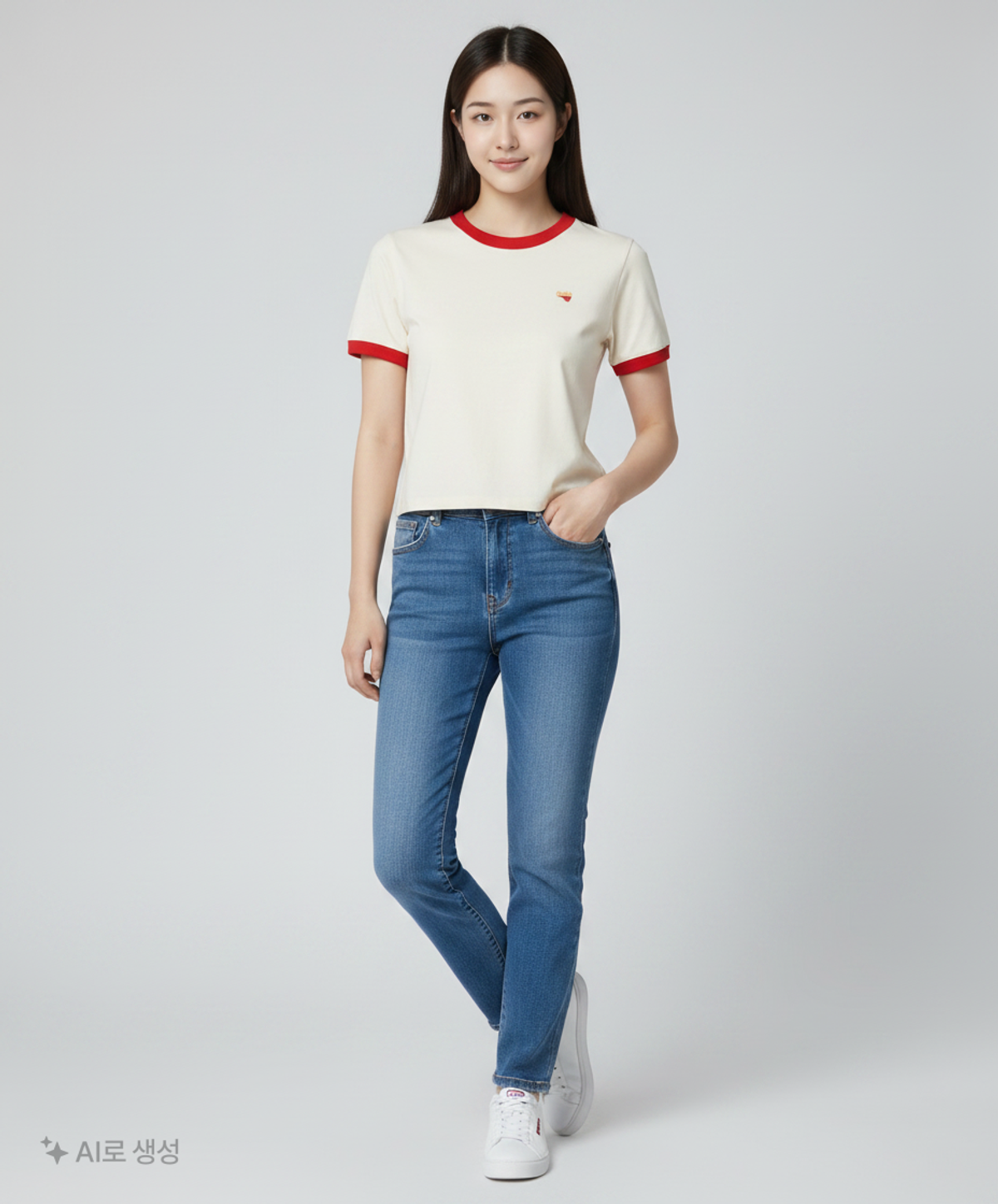 골라(GOLA) 링거 크롭 티셔츠 W RINGER CROP TS FREE