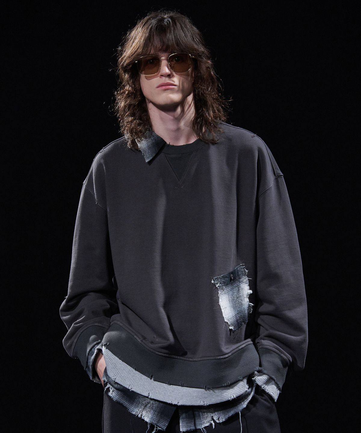 테이크이지(TAKEASY) [DMD] FRAME LD SWEATSHIR - Charcoal