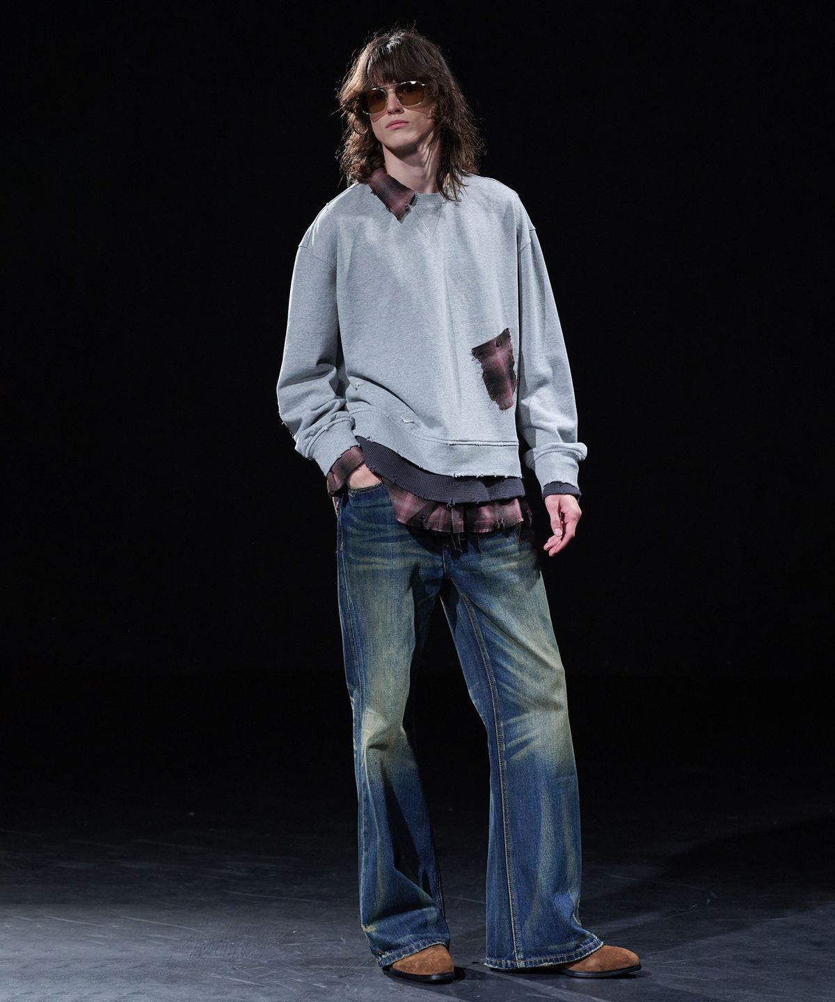 테이크이지(TAKEASY) [DMD] FRAME LD SWEATSHIR - Melange Gray