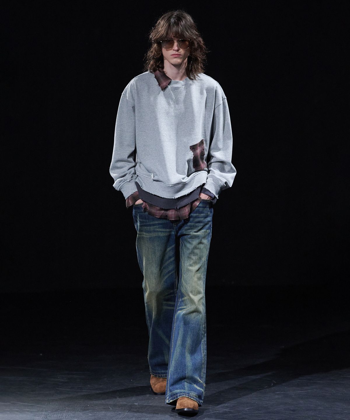 테이크이지(TAKEASY) [DMD] FRAME LD SWEATSHIR - Melange Gray