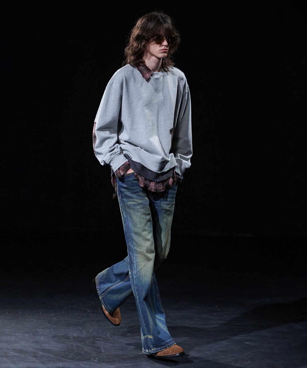 테이크이지(TAKEASY) [DMD] FRAME LD SWEATSHIR - Melange Gray