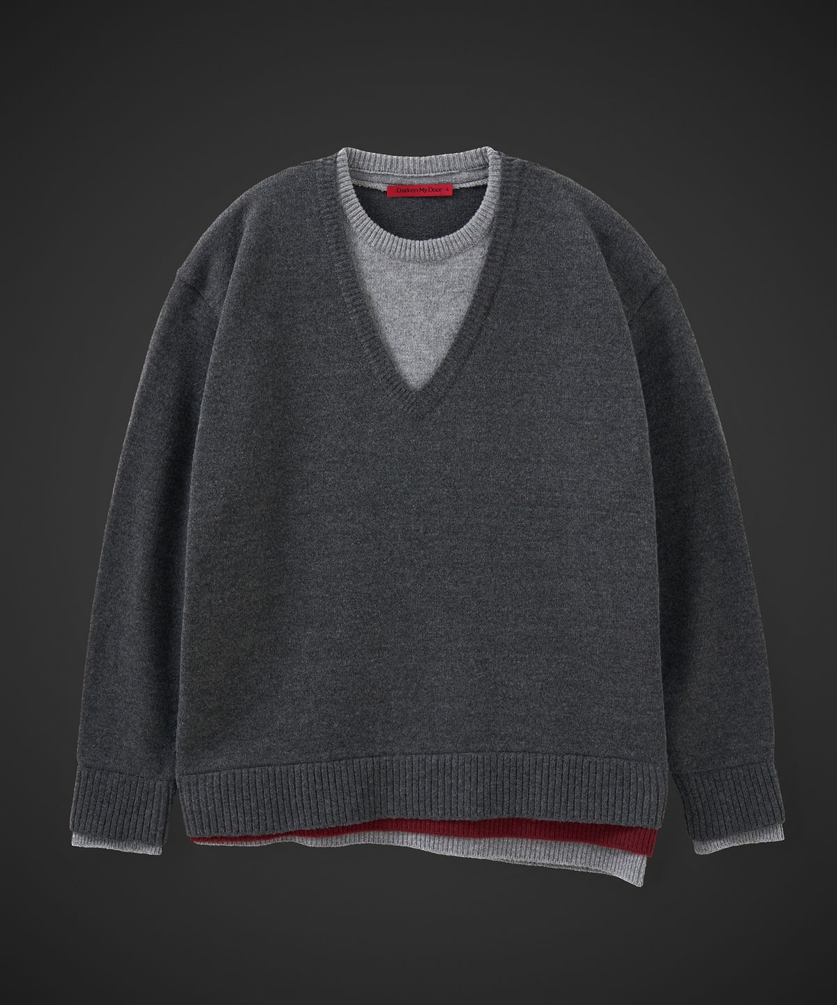 테이크이지(TAKEASY) [DMD] VEIL DV KNIT - Charcoal