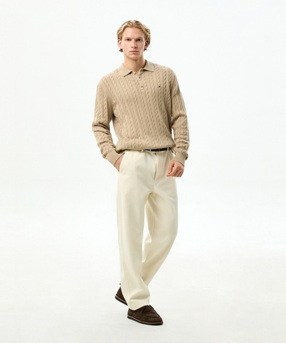 타미힐피거(TOMMY HILFIGER) 클래식 코튼 케이블 롱슬리브 폴로 셔츠 (T12G7KPN120MT1AEG)