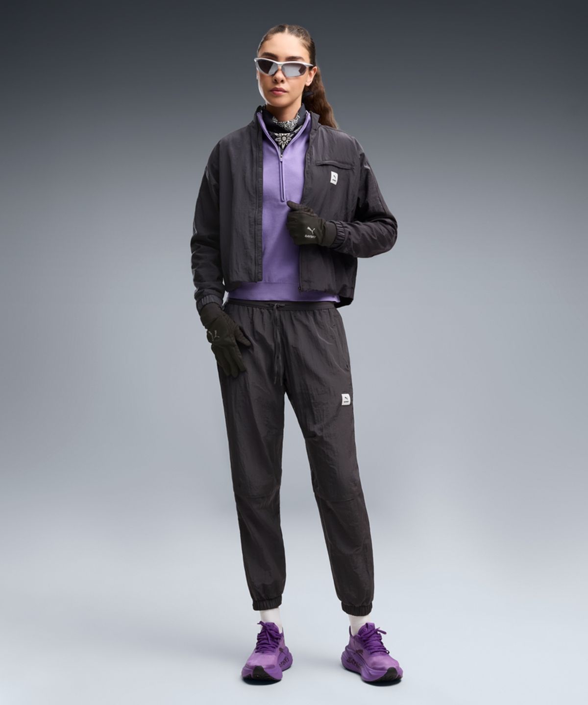 푸마(PUMA) [PUMA X SAYSKY] 롱 슬리브 하프 집 - 라벤더 얼럿 / 528992-46