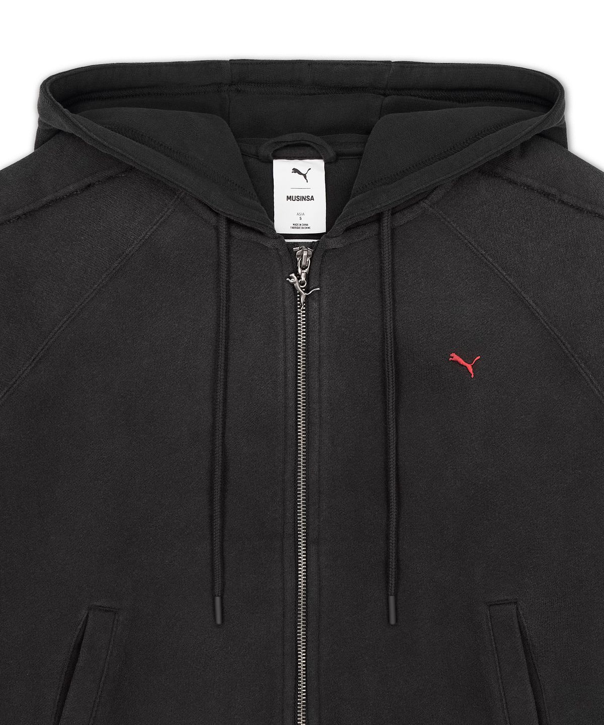 푸마(PUMA) [MUSINSA x PUMA] T7 풀 집 후디드 재킷 - 푸마 블랙 / 640538-01