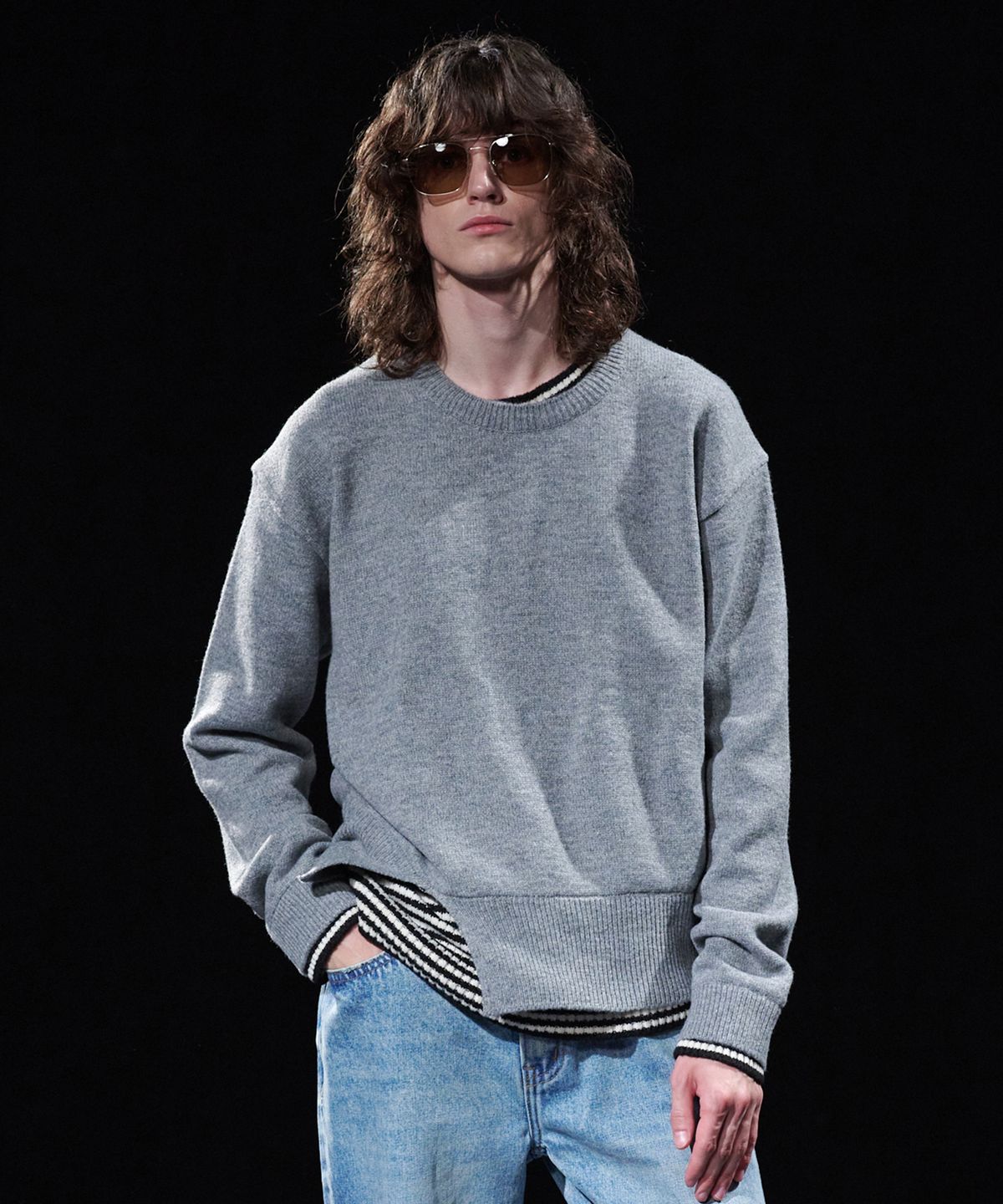 테이크이지(TAKEASY) [DMD] VEIL ST KNIT - Melange Gray