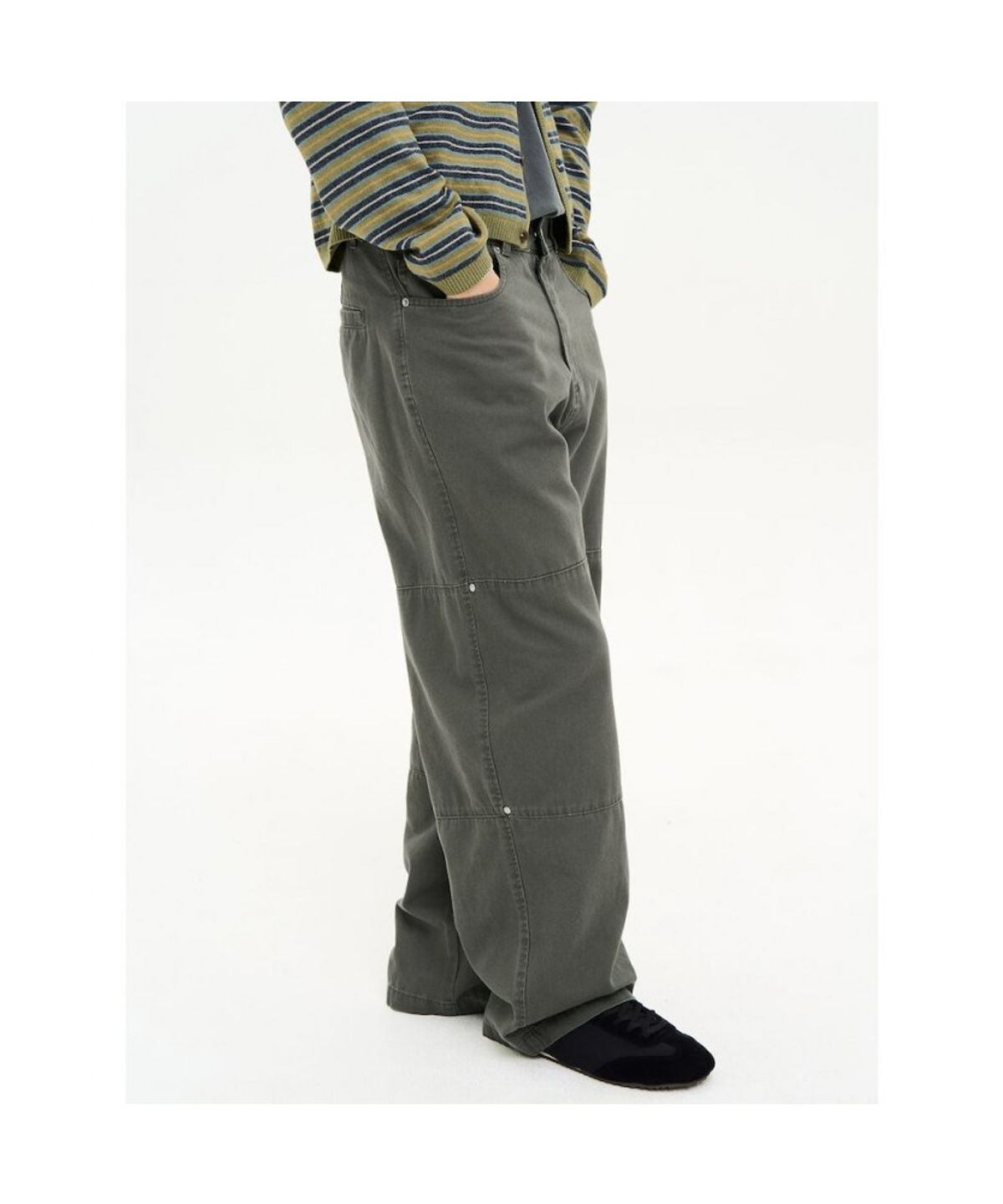 에잇세컨즈(8SECONDS) 옥스포드 와이드핏 더블니 팬츠  카키