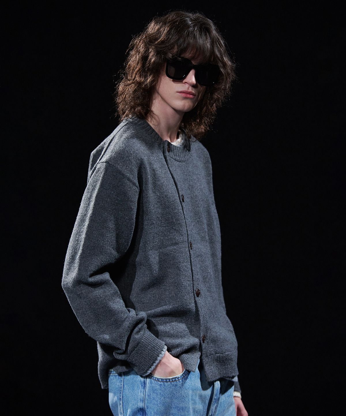 테이크이지(TAKEASY) [DMD] SHIFT LD CARDIGAN - Charcoal