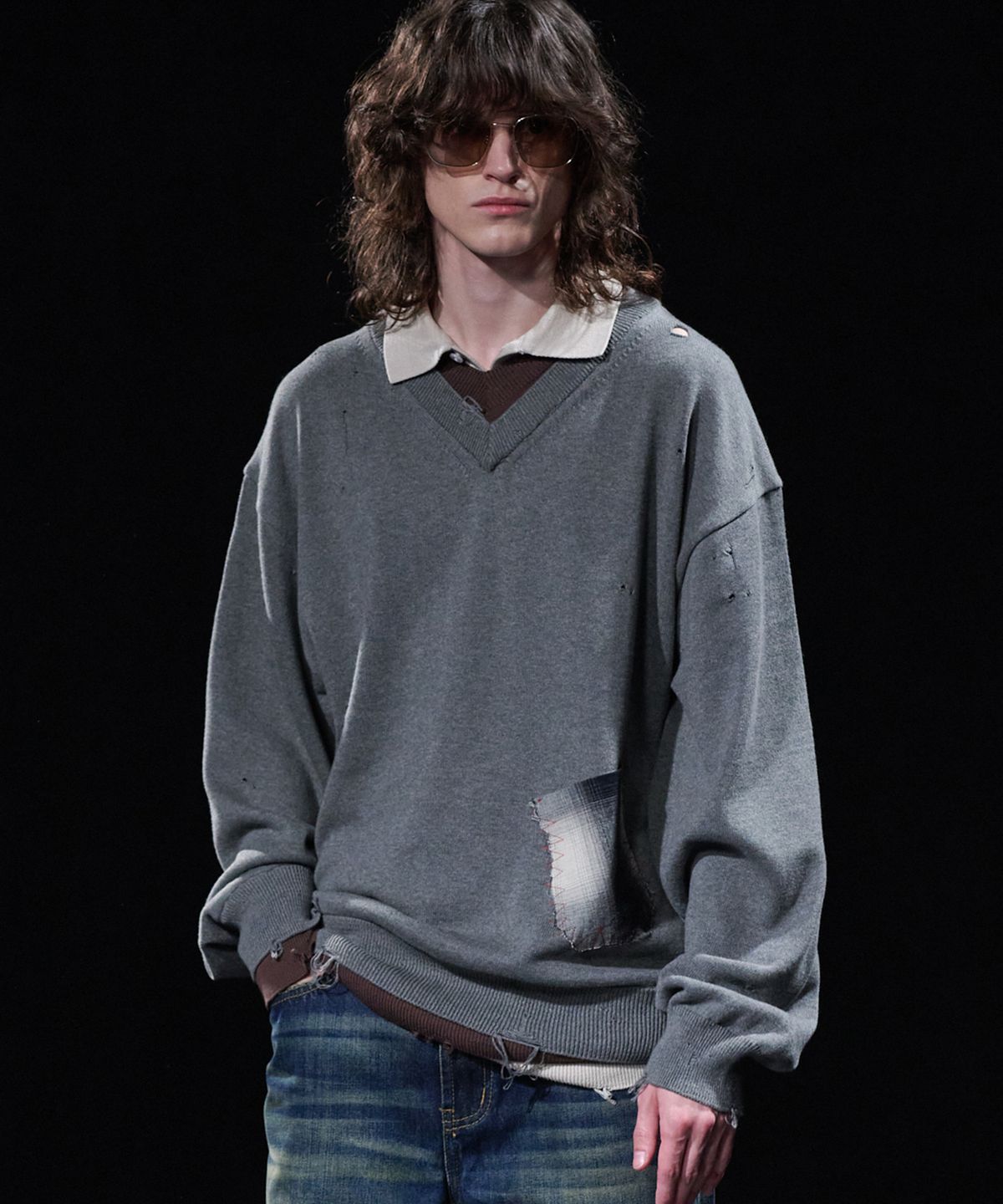 테이크이지(TAKEASY) [DMD] FRAME LD KNIT - Charcoal