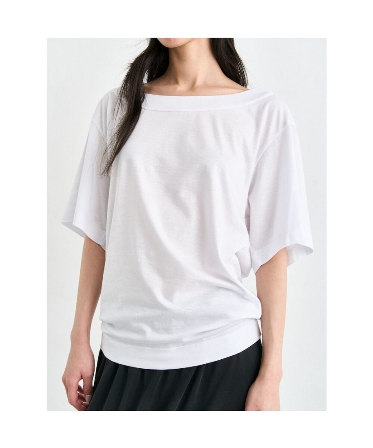 앙개(ANGGAE) Oversized Back Draped TShirt  Ivory