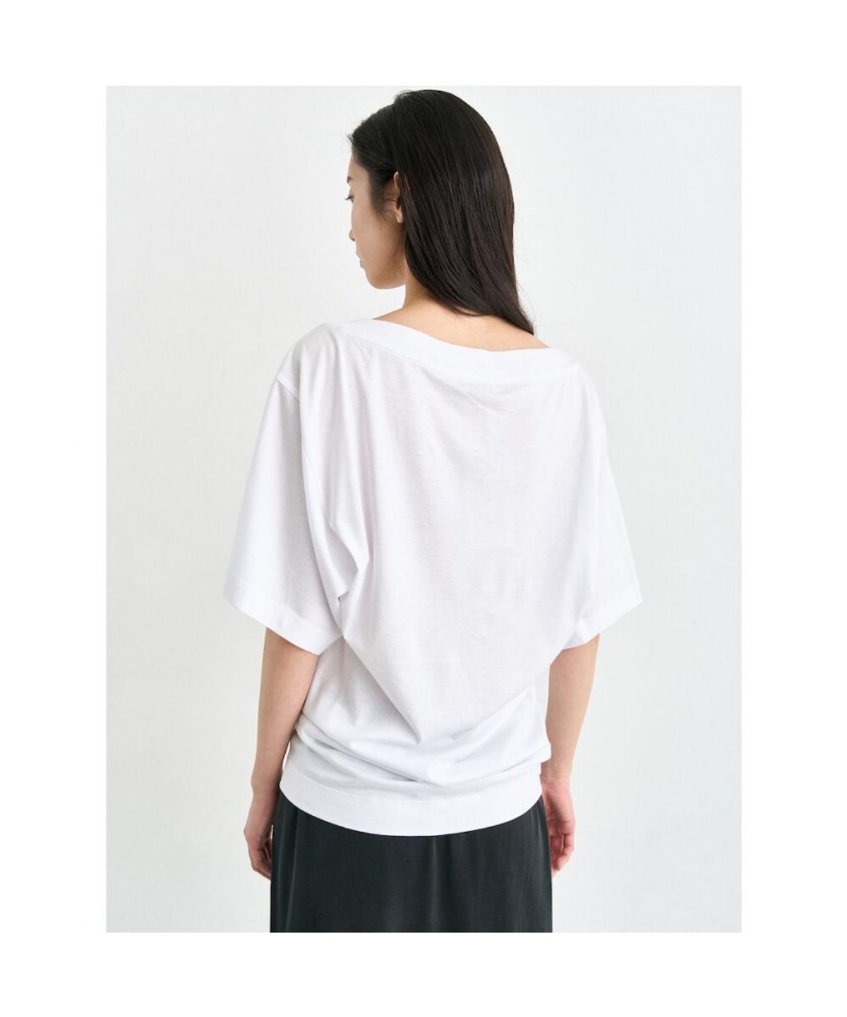 앙개(ANGGAE) Oversized Back Draped TShirt  Ivory