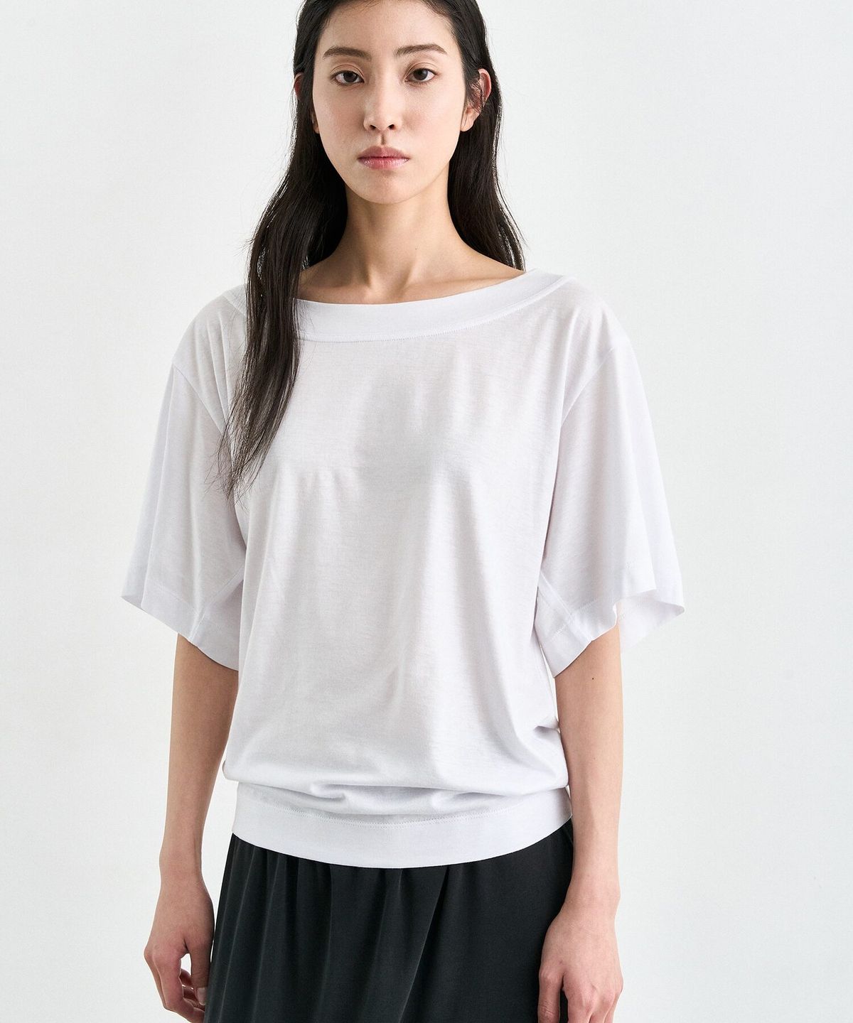 앙개(ANGGAE) Oversized Back Draped TShirt  Ivory