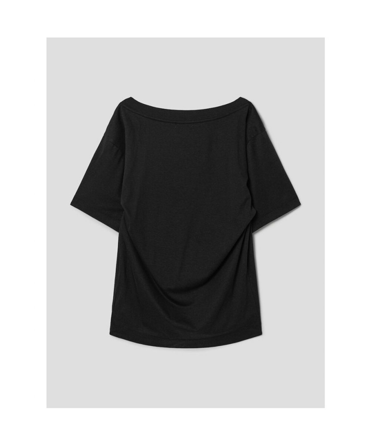 앙개(ANGGAE) Oversized Back Draped TShirt  Black