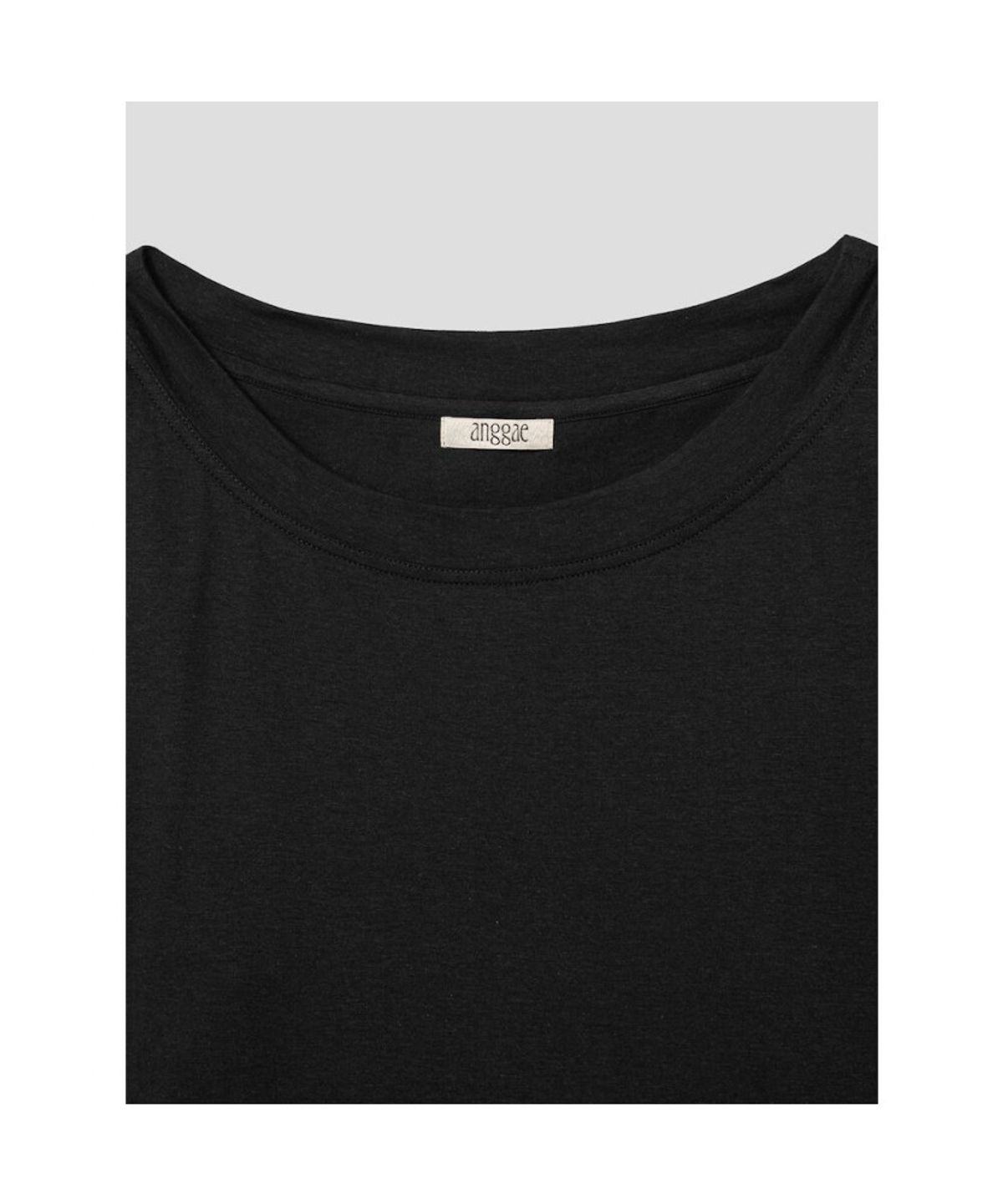 앙개(ANGGAE) Oversized Back Draped TShirt  Black