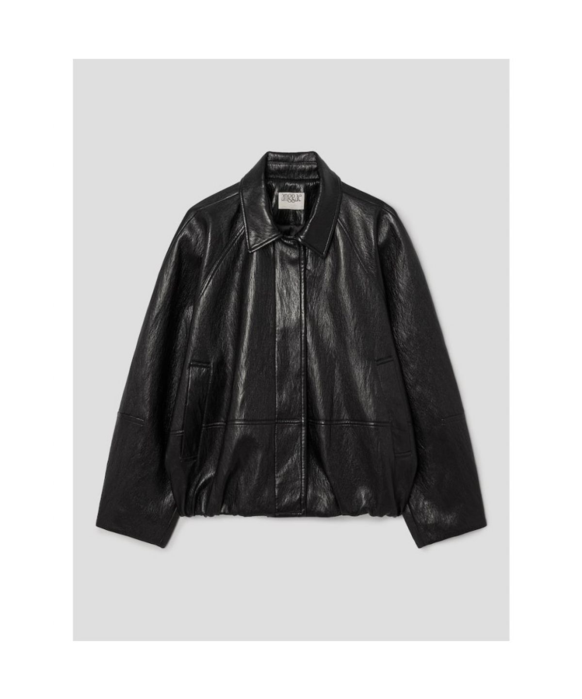 앙개(ANGGAE) Faux Leather Blouson Jacket  Black