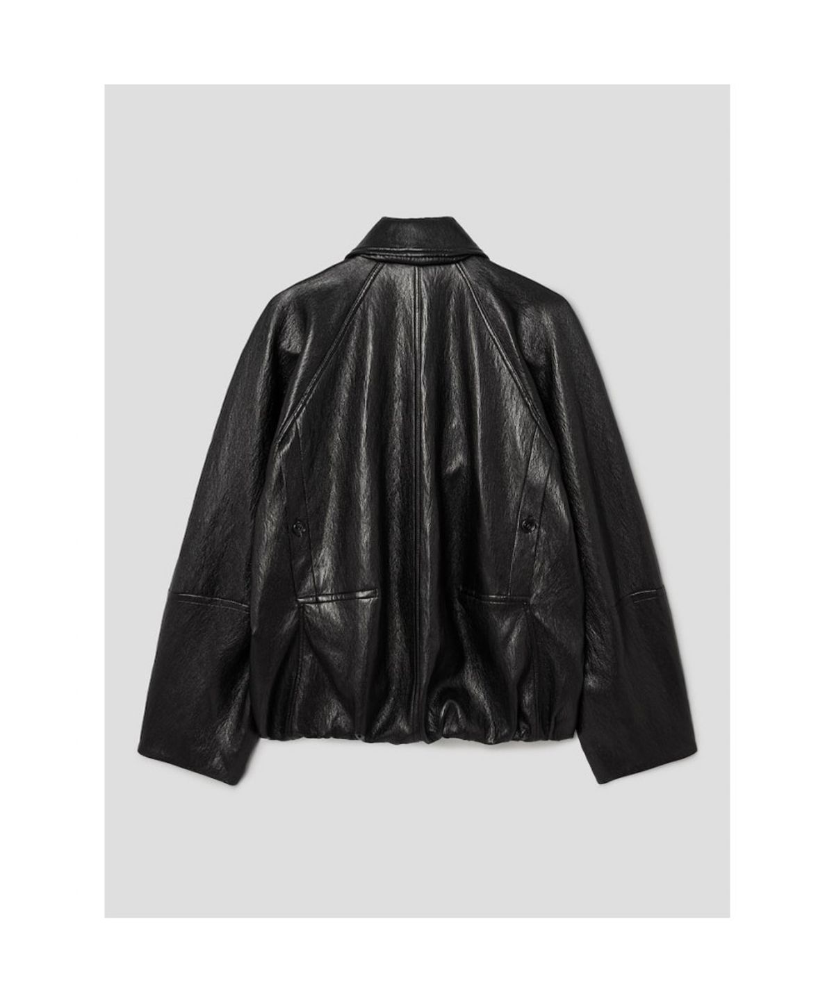 앙개(ANGGAE) Faux Leather Blouson Jacket  Black
