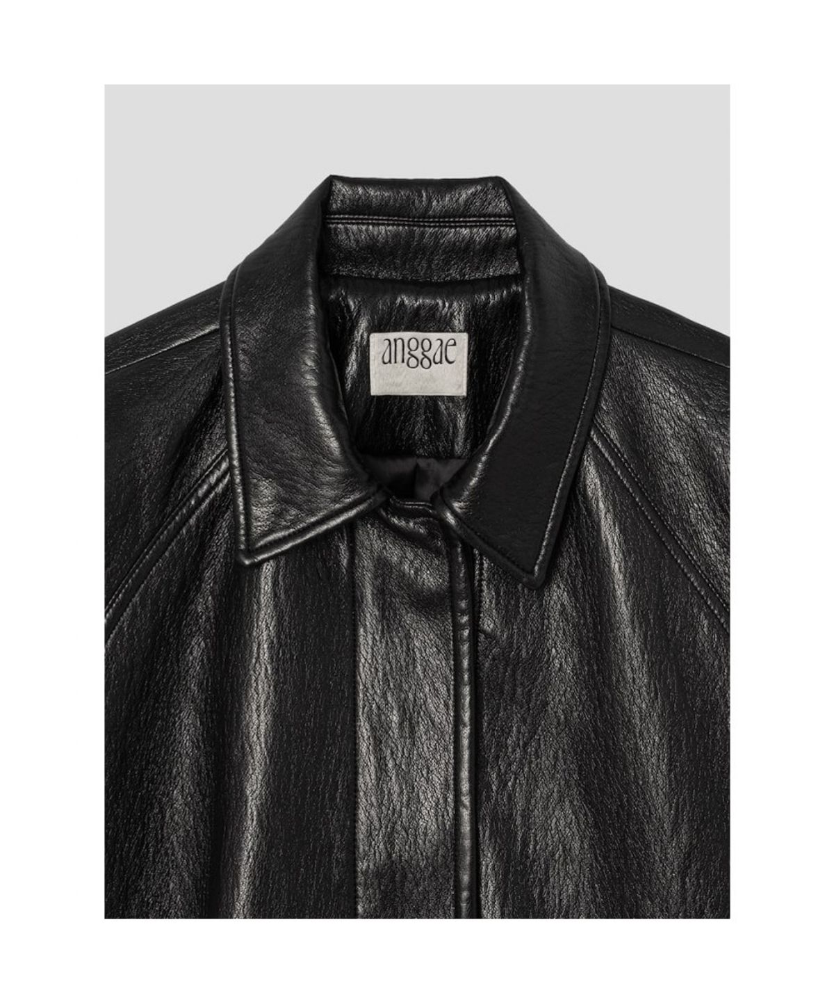 앙개(ANGGAE) Faux Leather Blouson Jacket  Black