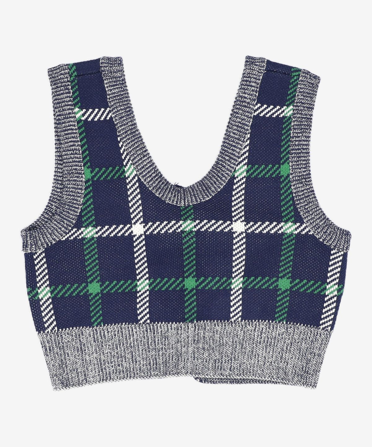 어몽(AMONG) A CHECK RIBBON KNIT VEST S