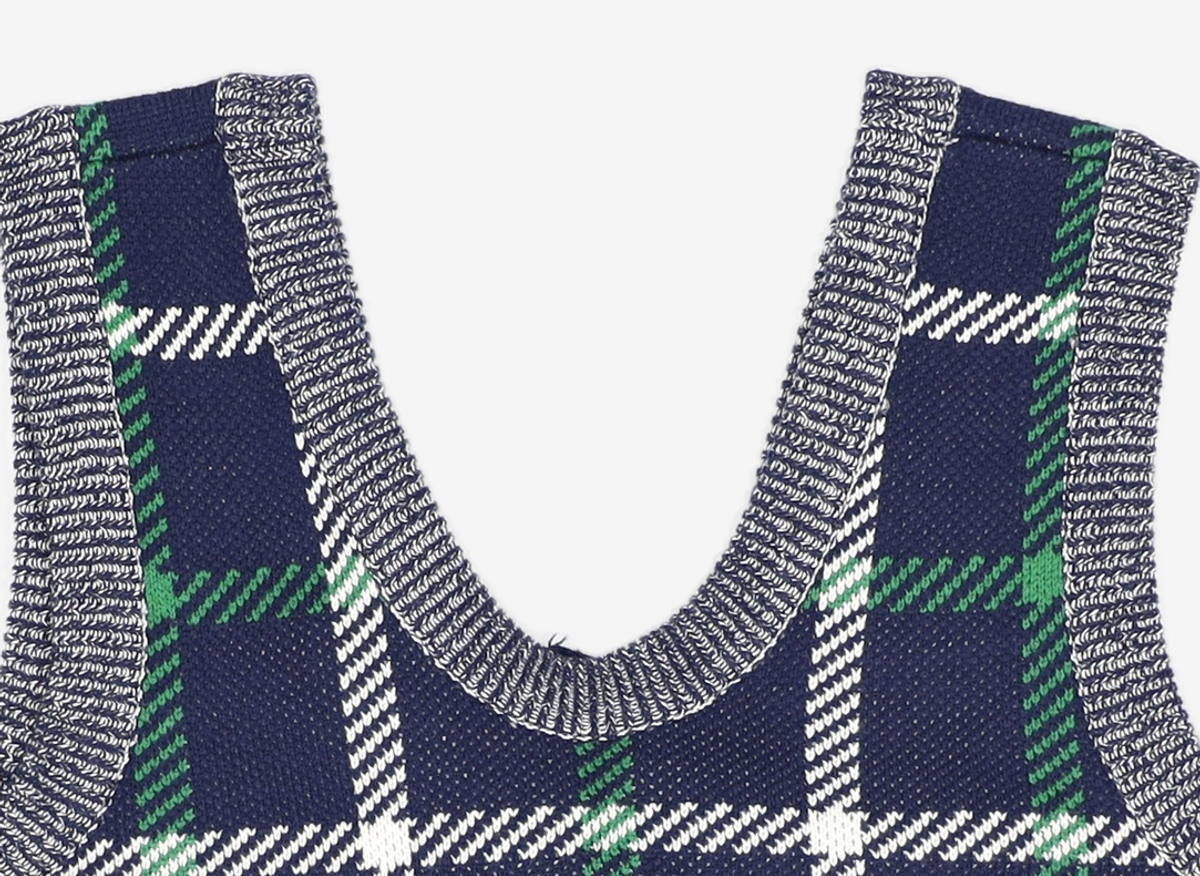어몽(AMONG) A CHECK RIBBON KNIT VEST S
