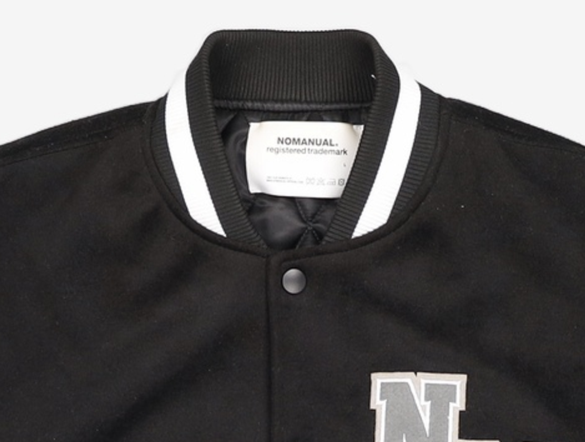 노매뉴얼(NOMANUAL) TAYLOR VARSITY JACKET - BLACK 100