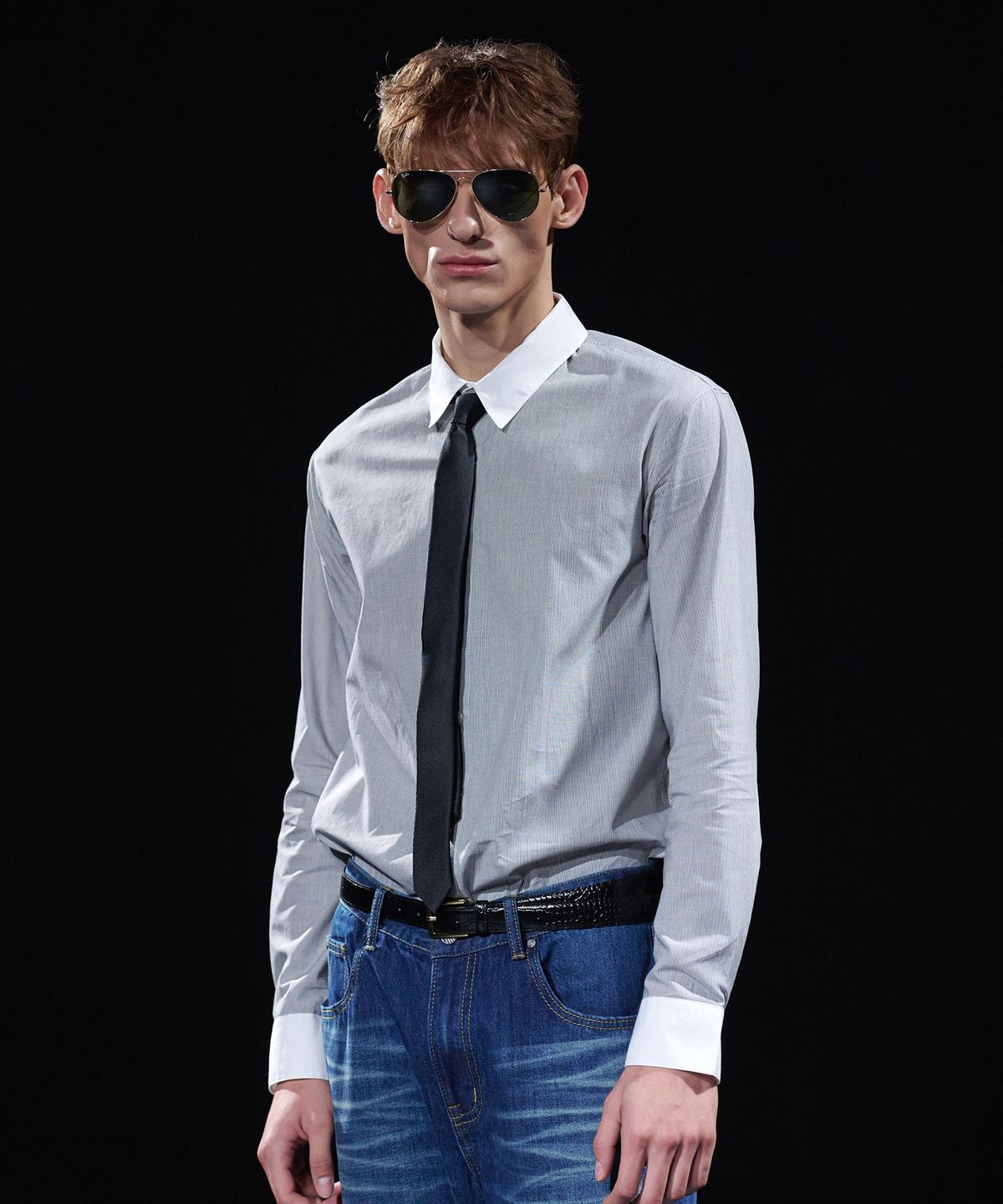 테이크이지(TAKEASY) [DMD] CORE SF SHIRT - Black Pinstripe