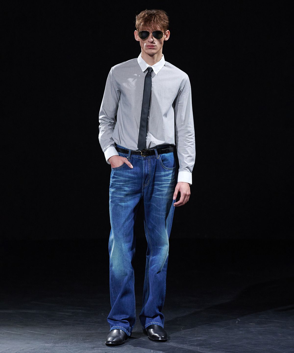 테이크이지(TAKEASY) [DMD] CORE SF SHIRT - Black Pinstripe