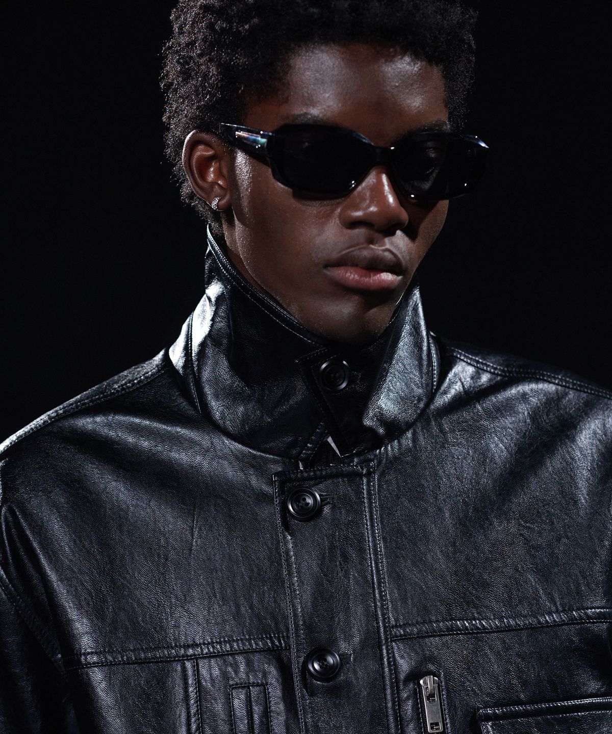 테이크이지(TAKEASY) [DMD] INCISION LEATHER CAR COAT - Black
