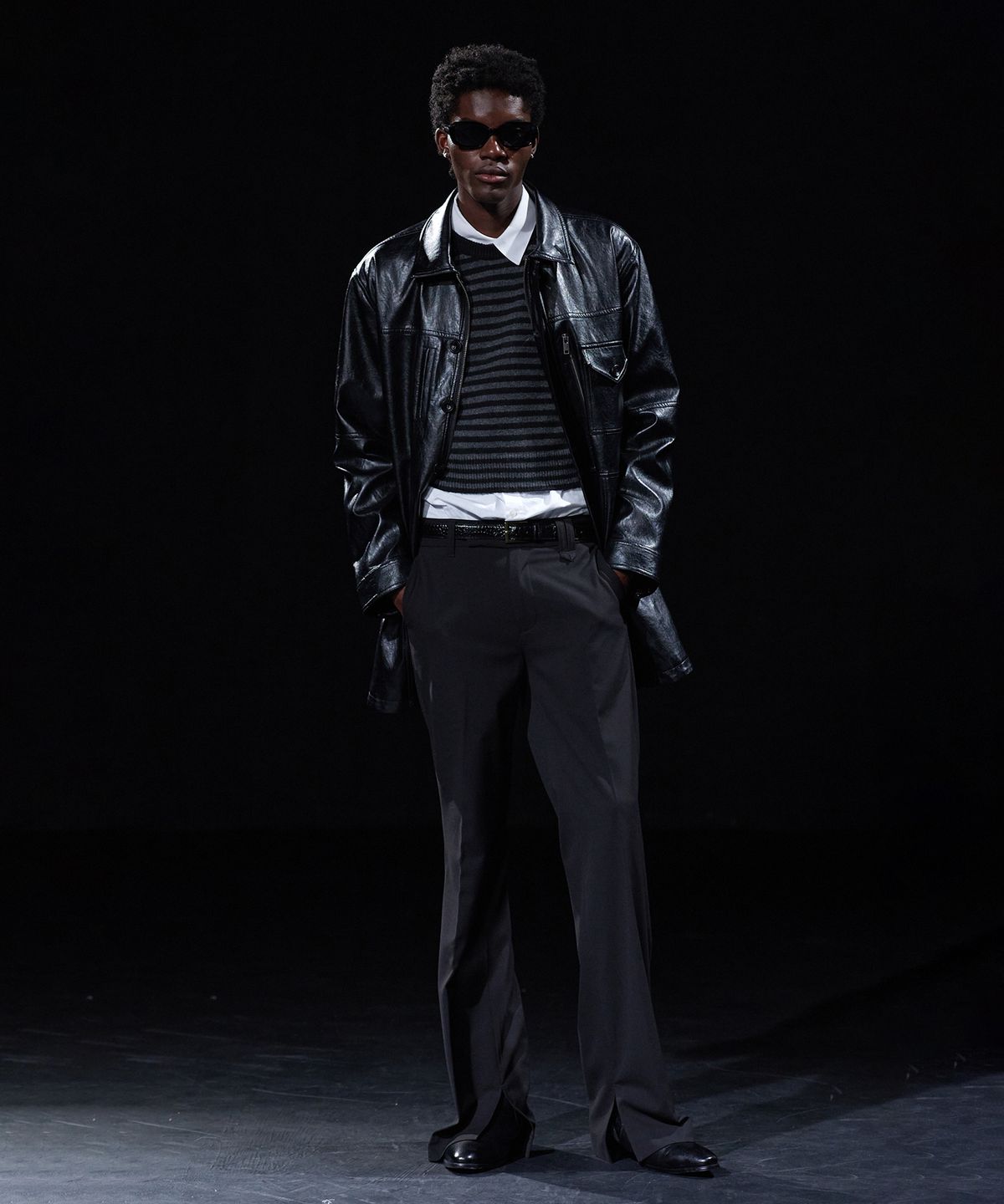 테이크이지(TAKEASY) [DMD] INCISION LEATHER CAR COAT - Black