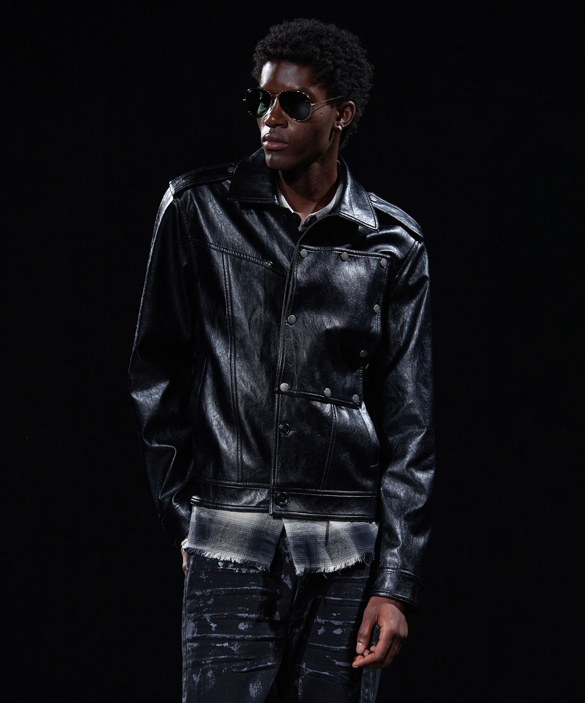 테이크이지(TAKEASY) [DMD] TRACE LEATHER JACKET - Black