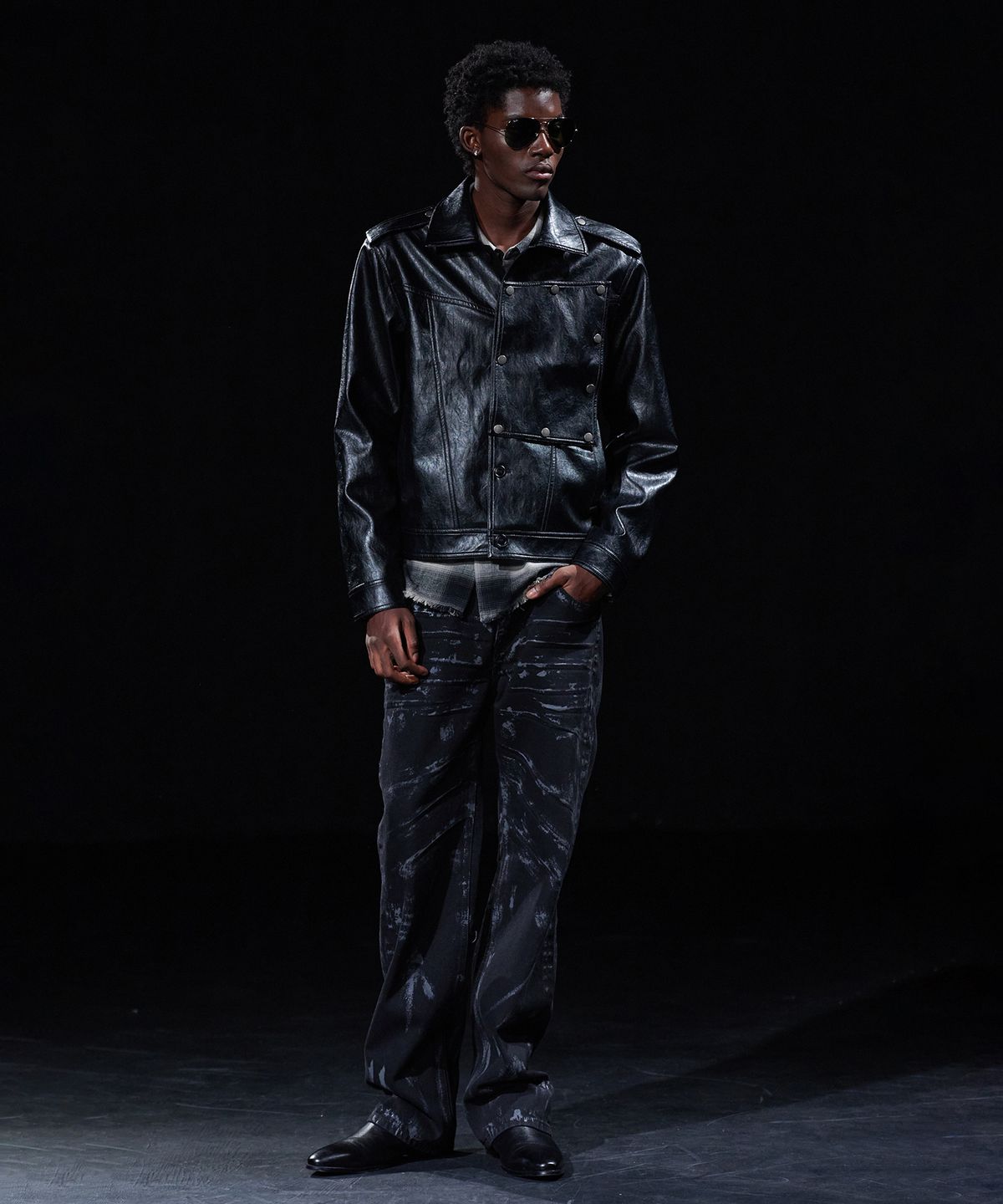 테이크이지(TAKEASY) [DMD] TRACE LEATHER JACKET - Black