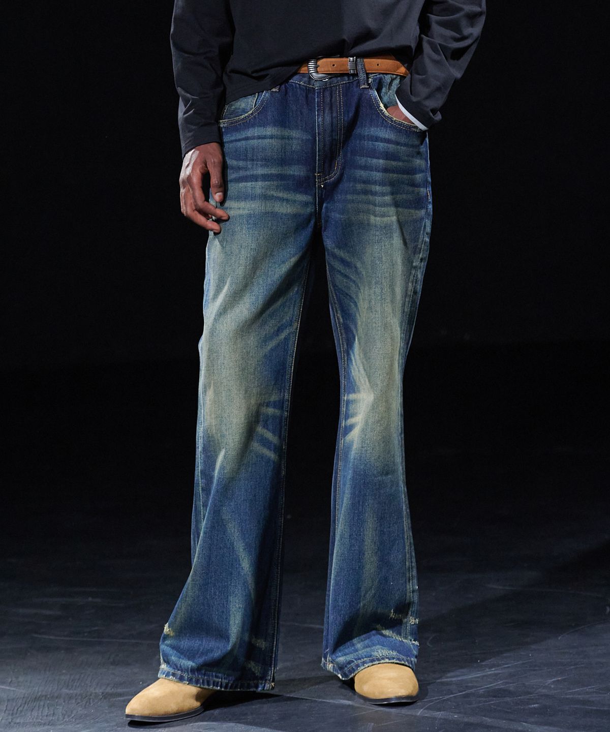 테이크이지(TAKEASY) [DMD] PORTA Flare Denim - Vintage Blue