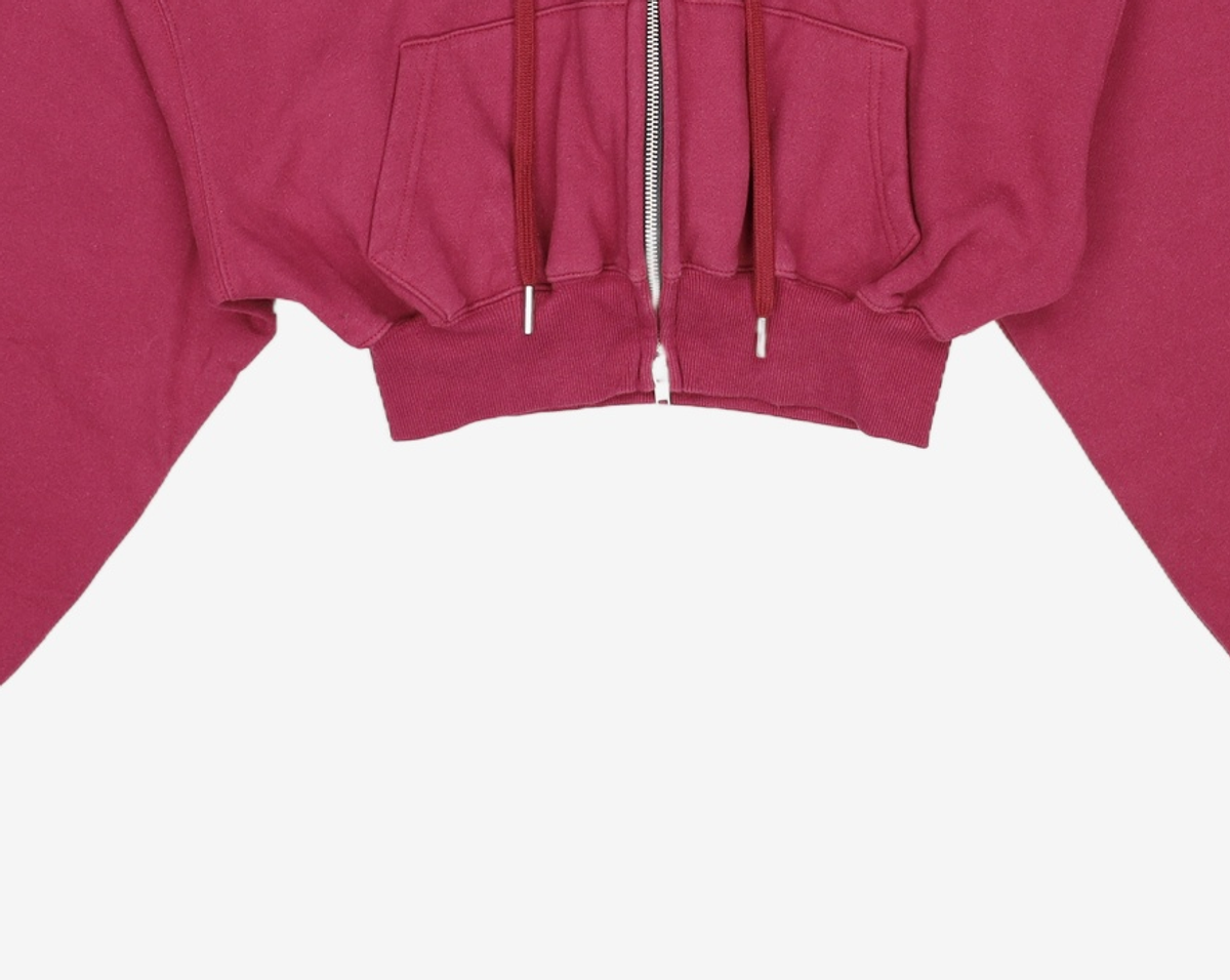 우알롱(WOOALONG) (기모)Signature crop hood zip-up - WINE XS