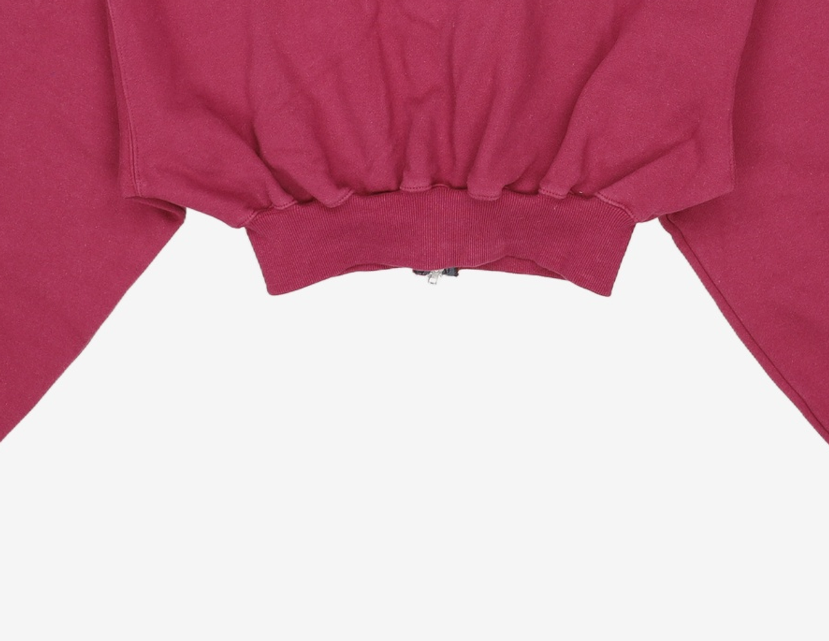 우알롱(WOOALONG) (기모)Signature crop hood zip-up - WINE XS