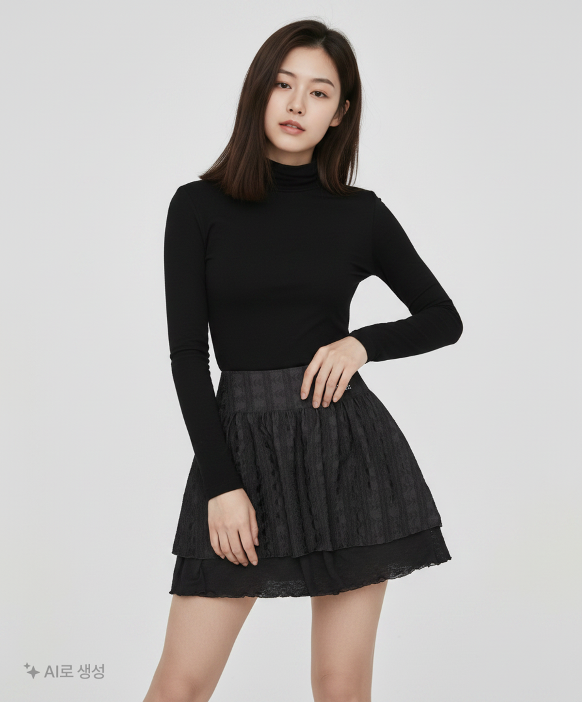 애즈온(ASON) LACY CHECK SKIRT / BLACK L