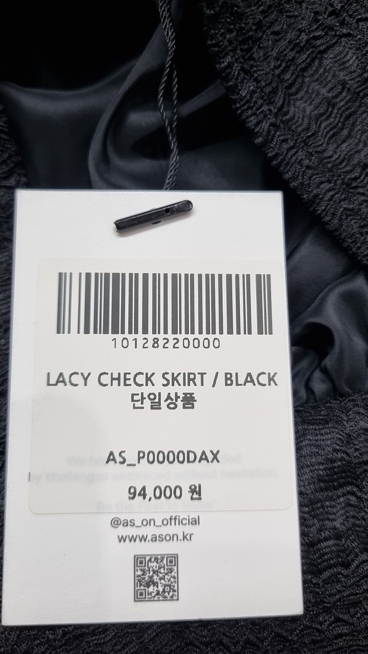 애즈온(ASON) LACY CHECK SKIRT / BLACK L