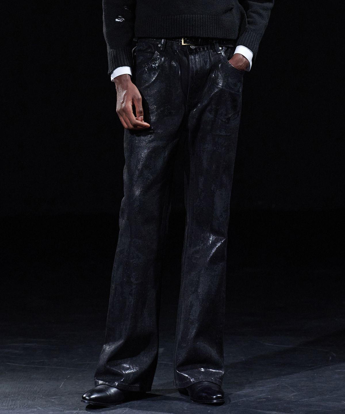 테이크이지(TAKEASY) [DMD] PORTA Flare Denim - Waxed Black