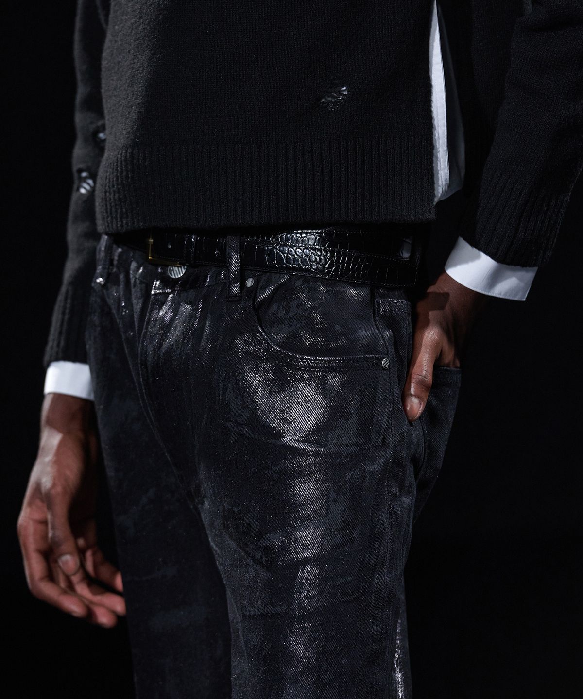 테이크이지(TAKEASY) [DMD] PORTA Flare Denim - Waxed Black