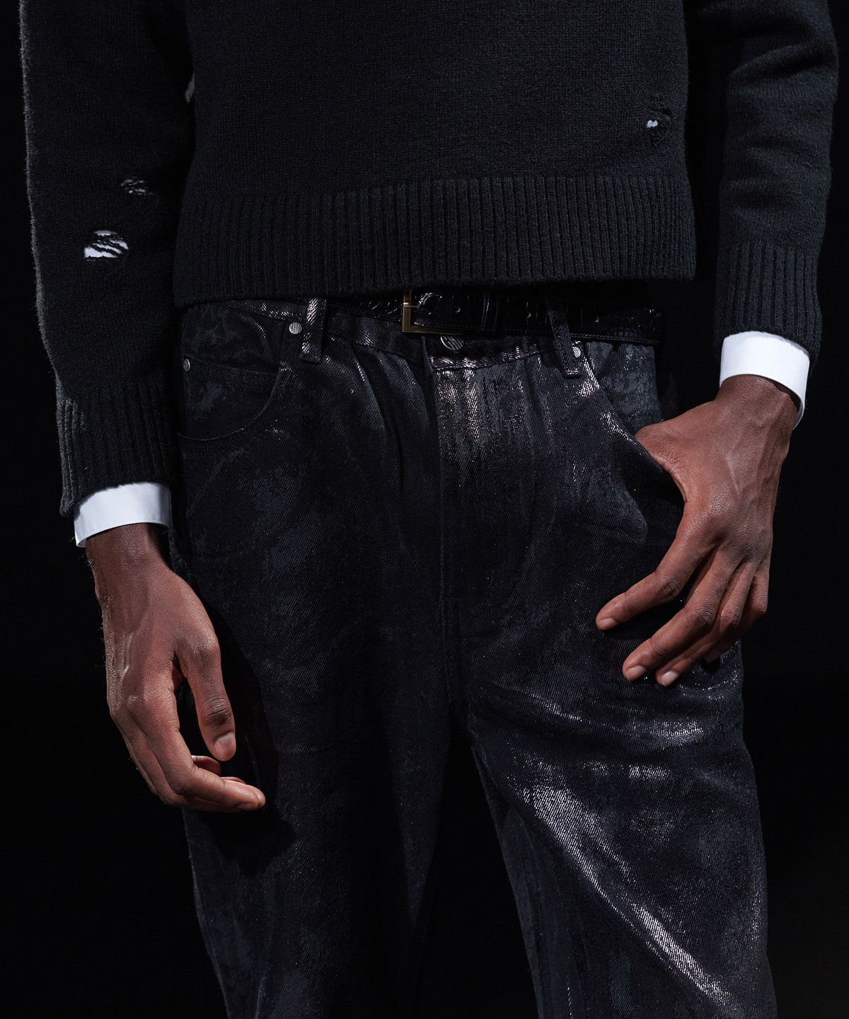 테이크이지(TAKEASY) [DMD] PORTA Flare Denim - Waxed Black