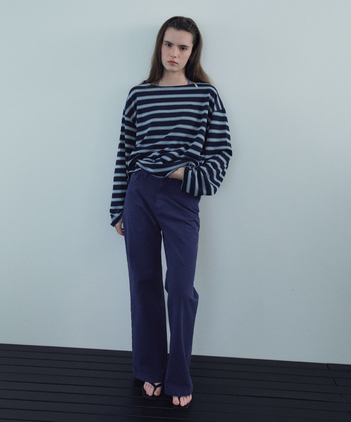 씨타(CITTA) Daily Garment-Dyed Loose Bootcut Pants_CTD432(Navy)