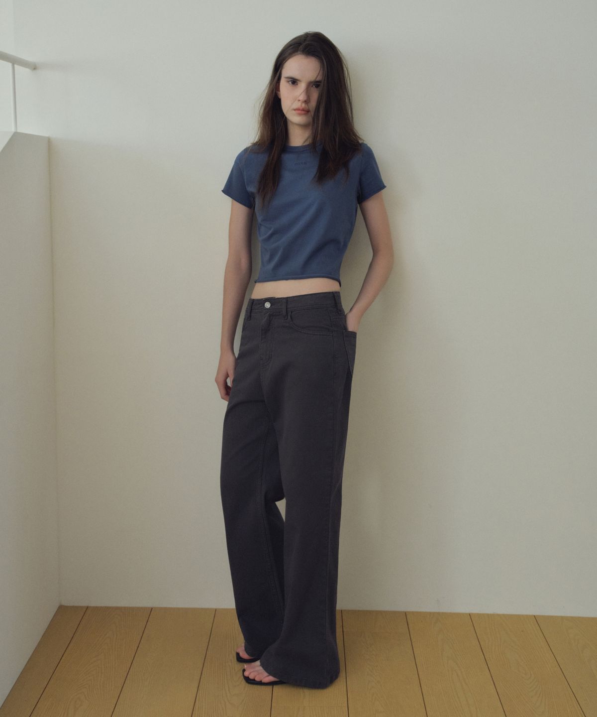 씨타(CITTA) Daily Garment-Dyed Loose Bootcut Pants_CTD432(Charcoal)