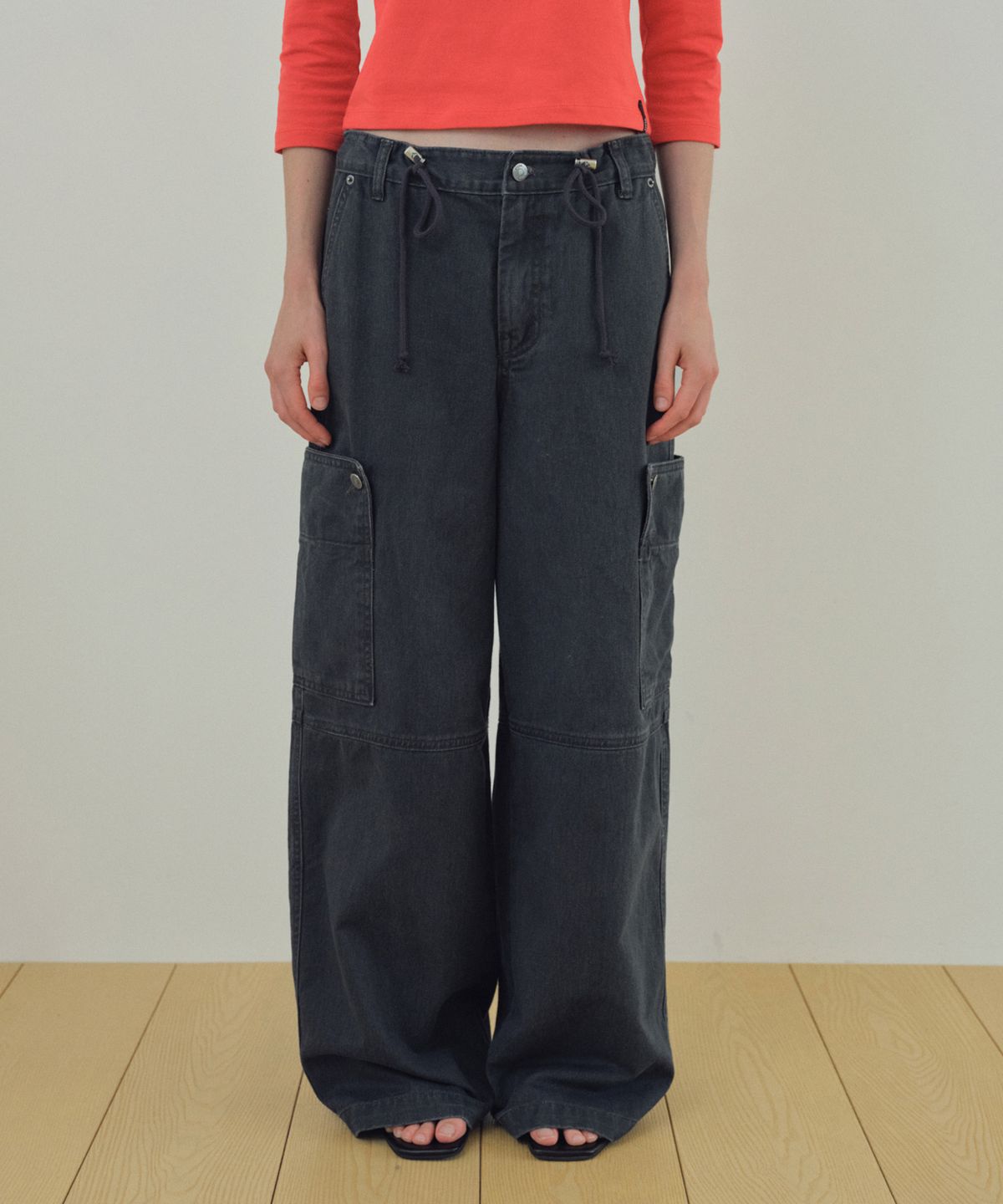 씨타(CITTA) Side Patch Pocket Cargo Pants_CTD431(Charcoal)