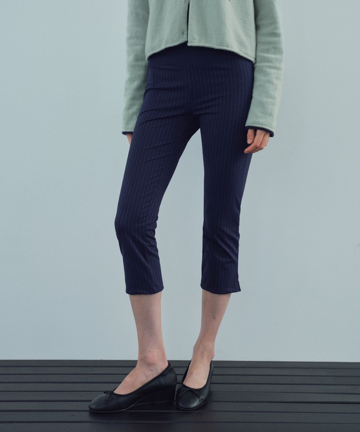 씨타(CITTA) Stretch Pinstripe Capri Leggings_CTB580(Navy)