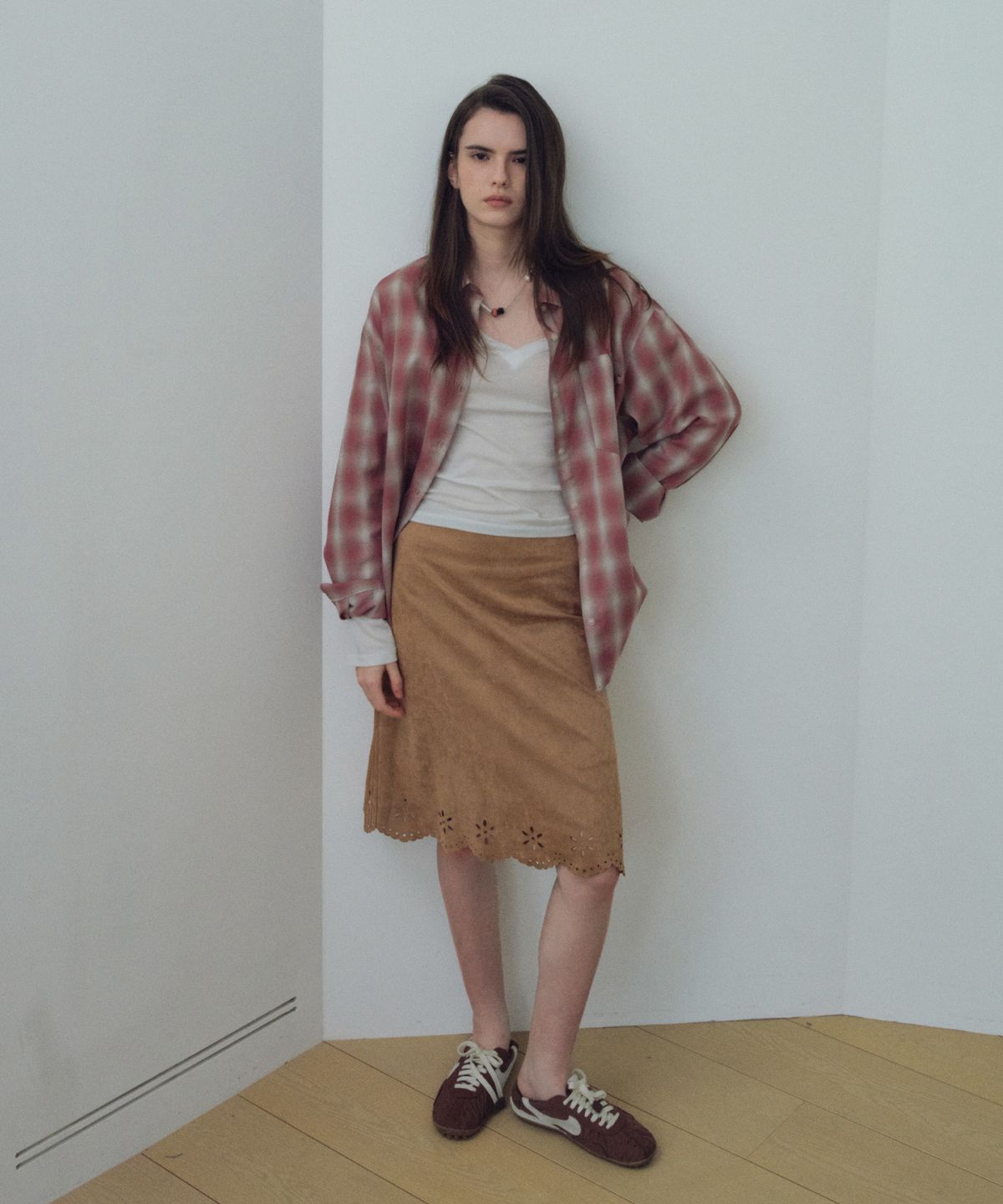 씨타(CITTA) Loose-fit Ombre Check Shirt_CTT3041(Red)
