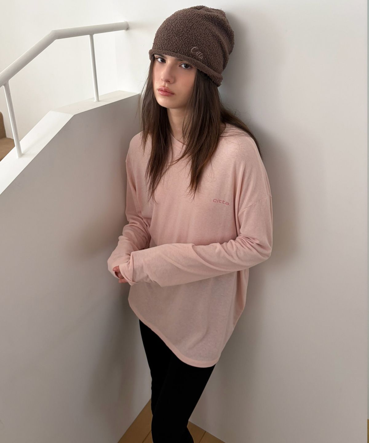 씨타(CITTA) Soft Touch Oversized Long Sleeve T-Shirt_CTT3037(Pink)